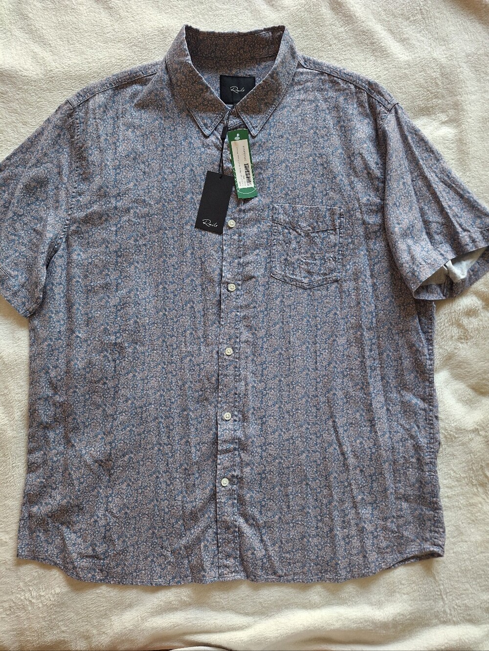 NWT Rails Carson Short Sleeve Linen Blend Shirt - Flora Bloom Peach XXL